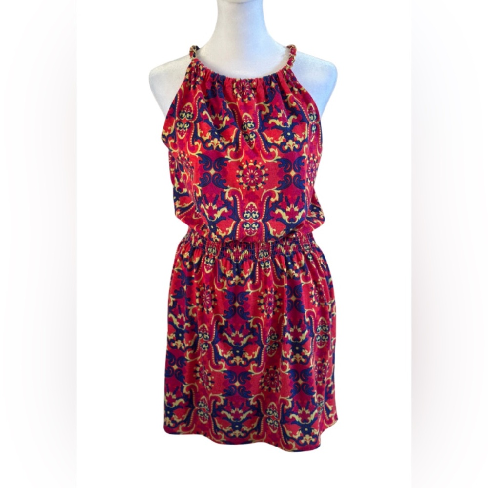 I’m In Love With Derek Red Multicolor Halter Dress